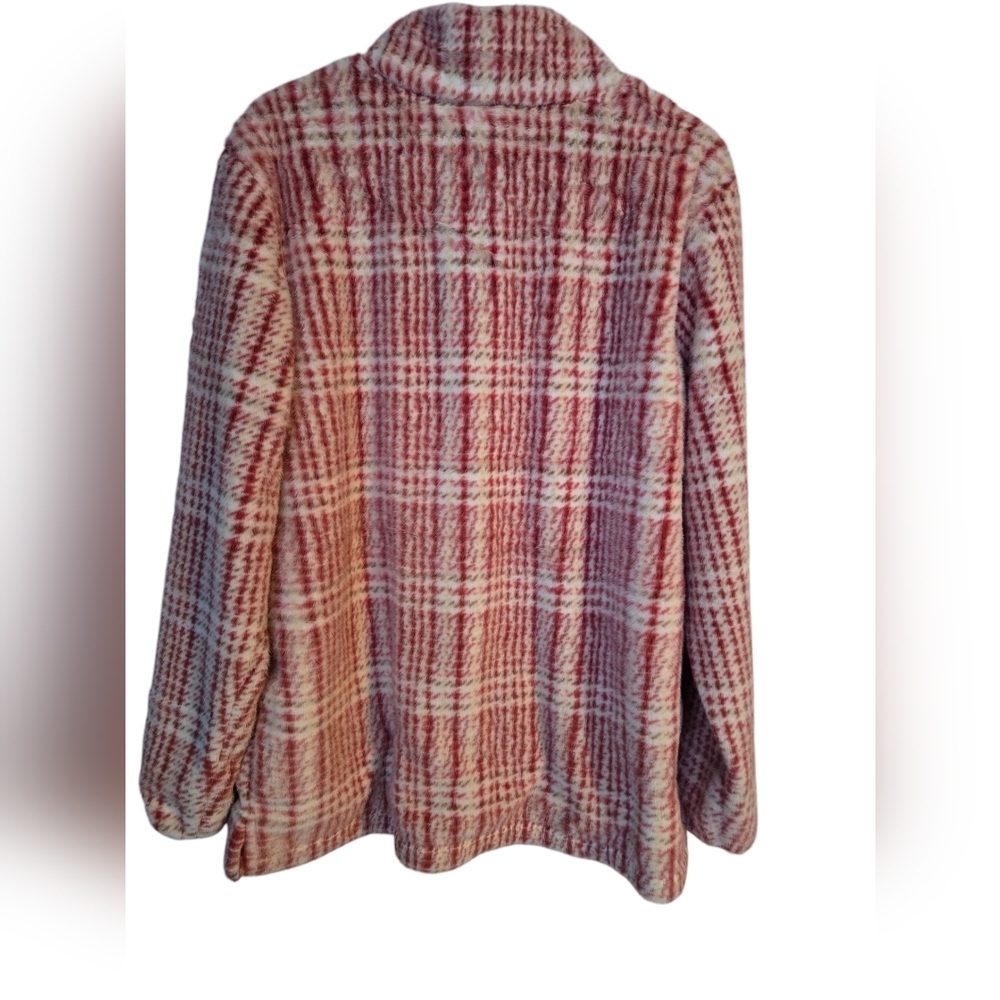 Red & White Plaid Katydid Super Soft 1/4 Zip Pullover, Pockets, Large - Picture 2 of 8